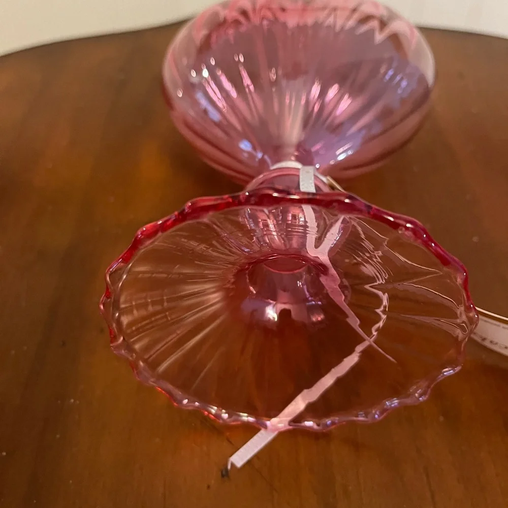 Cupcakes & Cashmere PINK Glass Heart Vase Valentines